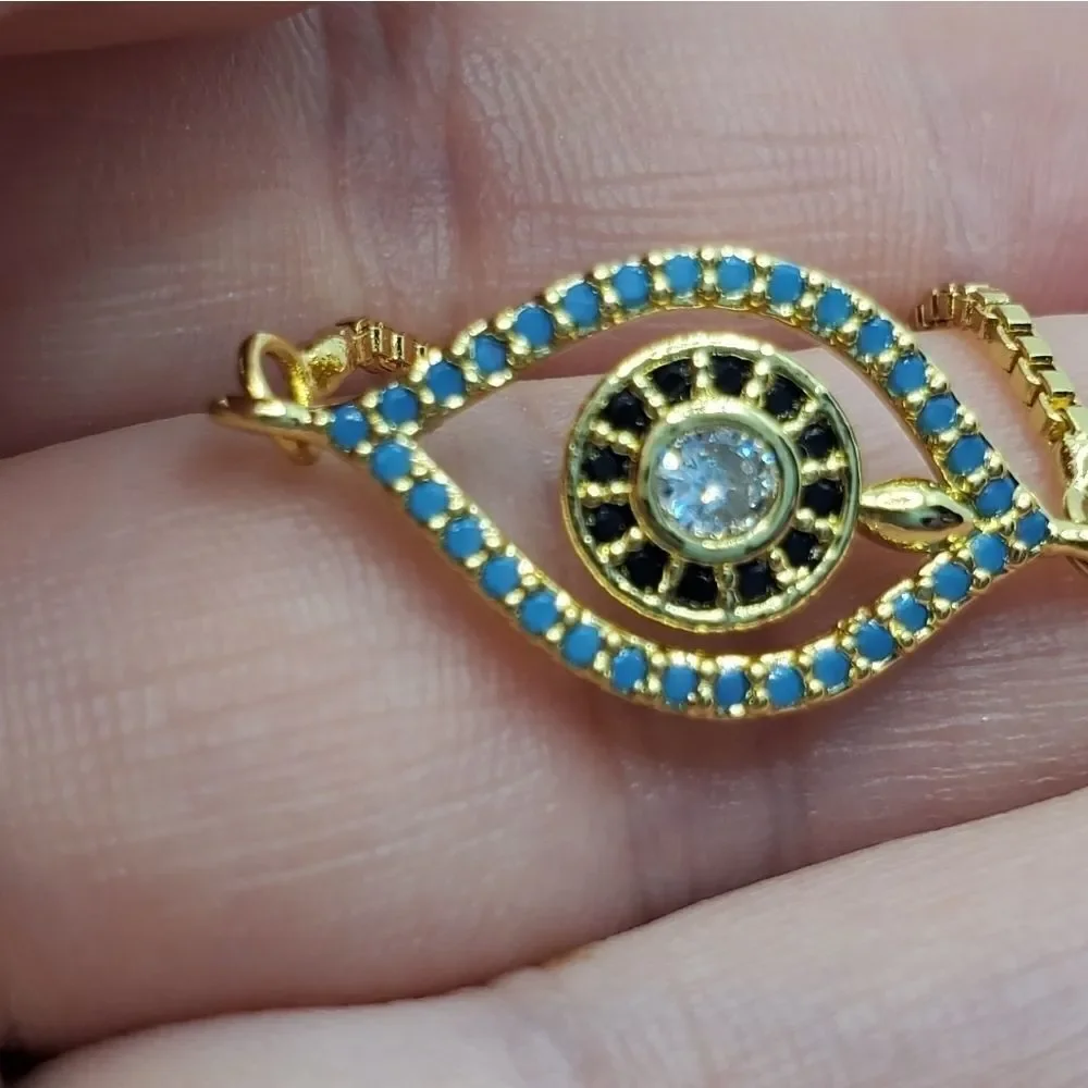 Hand Crafted Evil Eye Adjustable Slider Bracelet